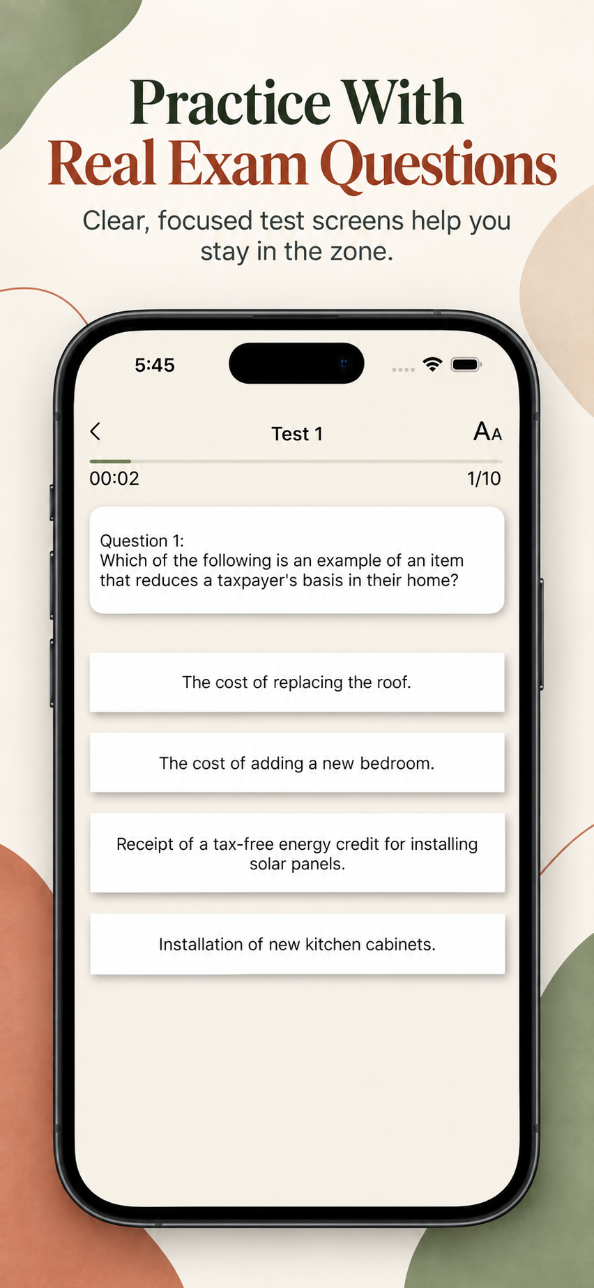Nurova Prep iOS app practice screen
